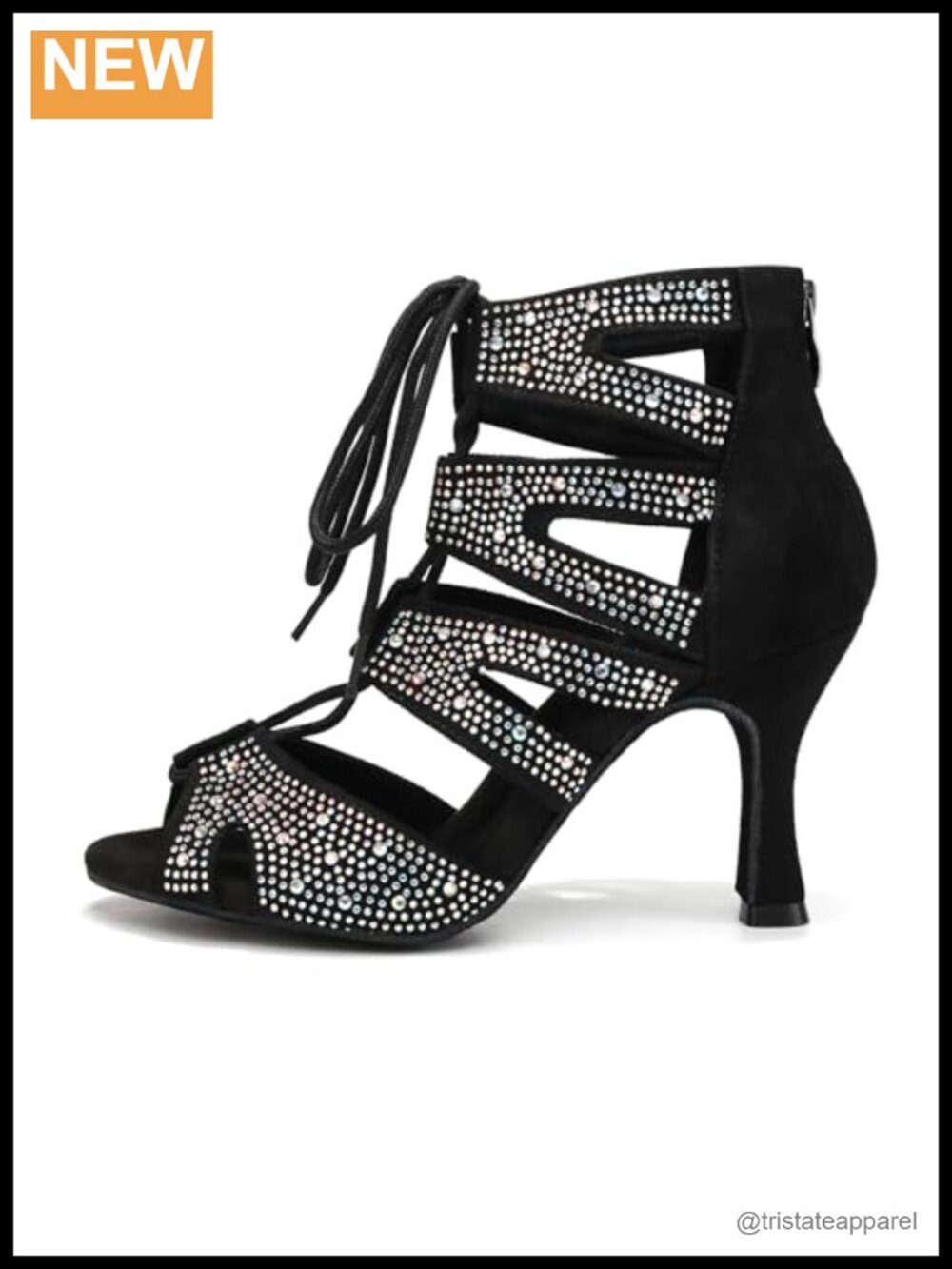 Women's Ballroom Latin Salsa Dance Shoes Lace-Up Open-Toe Heels Suede
